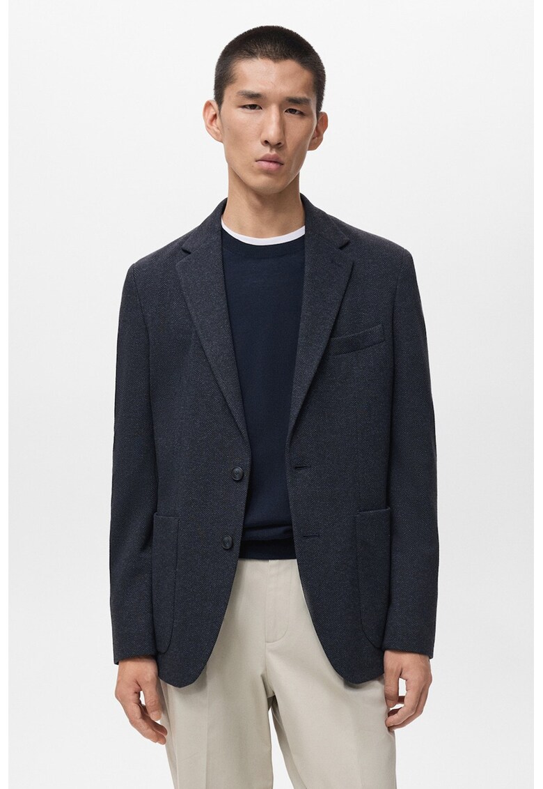 Sacou cu revere decupate - Bleumarin