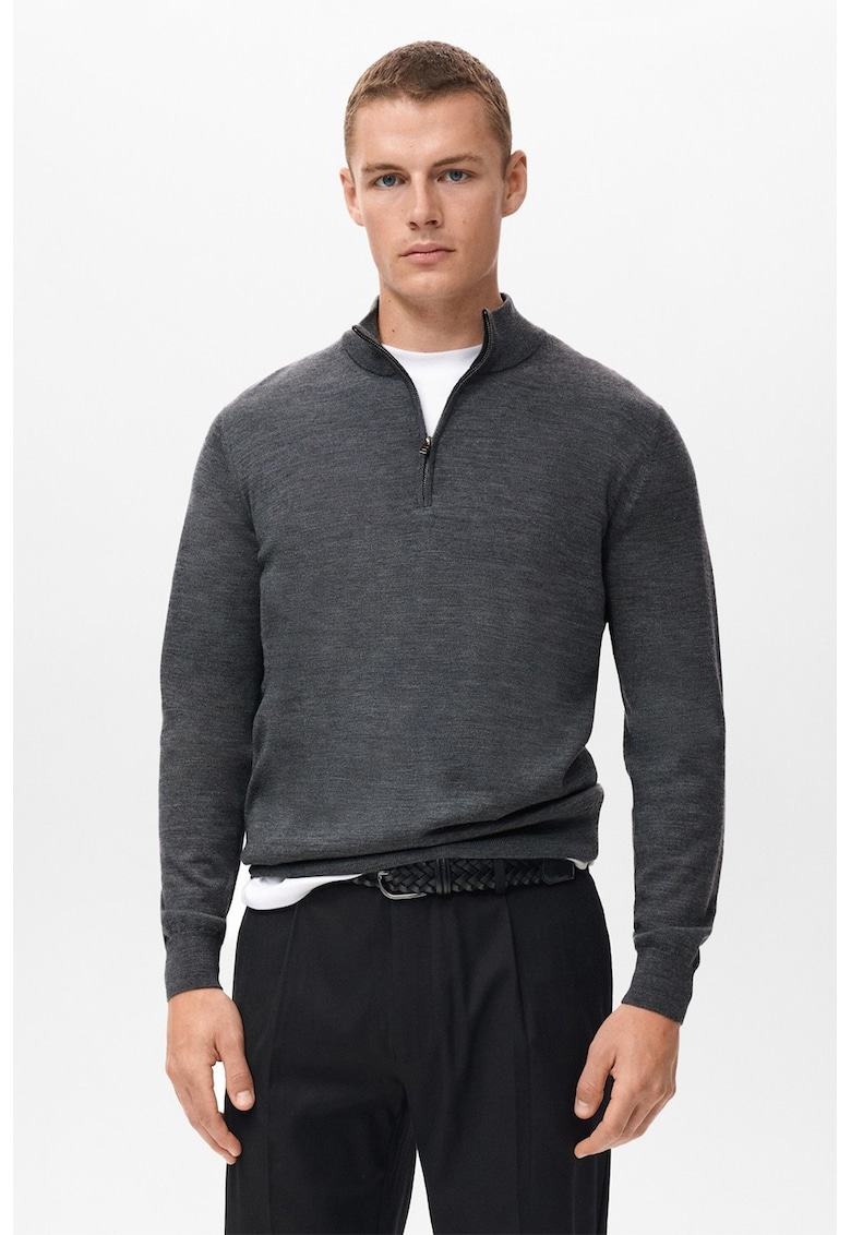 Pulover din lana cu fenta cu fermoar