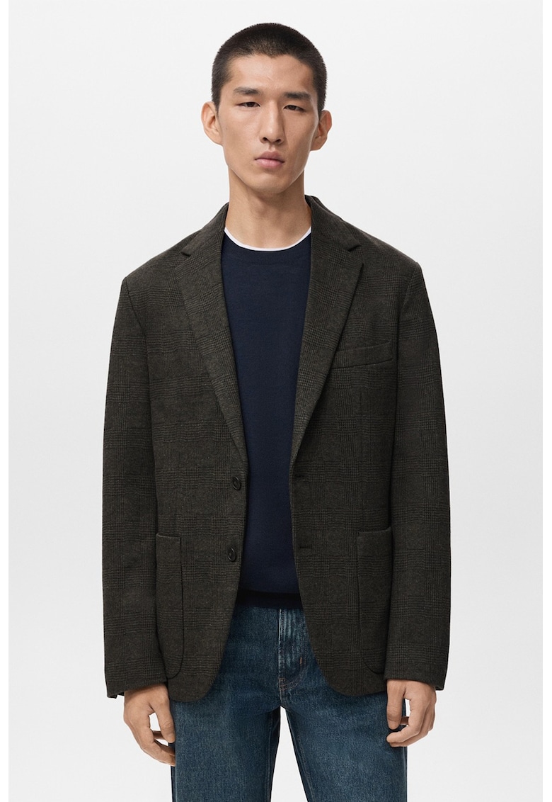 Sacou cu nasturi si model herringbone