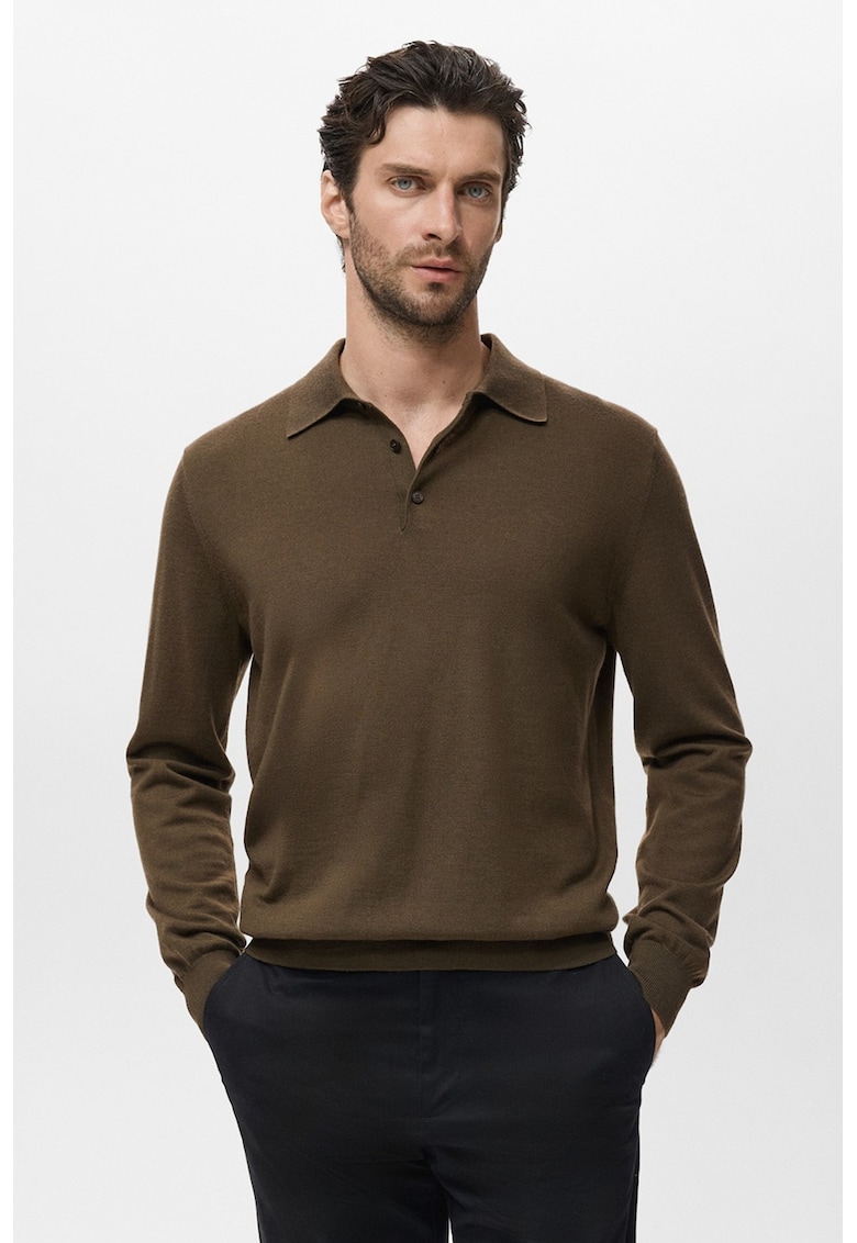 Bluza polo din lana tricotata fin