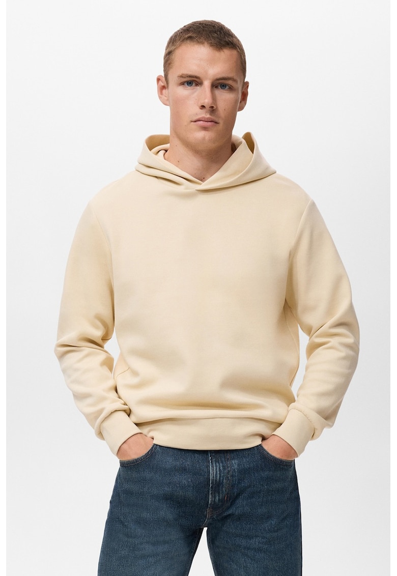 Hanorac cu model uni si mansete elastice cu terminatie