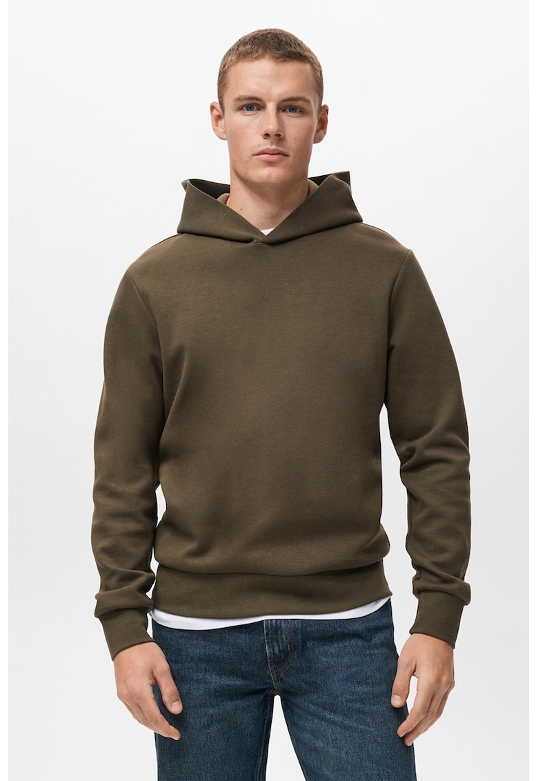 Hanorac cu model uni si mansete elastice cu terminatie