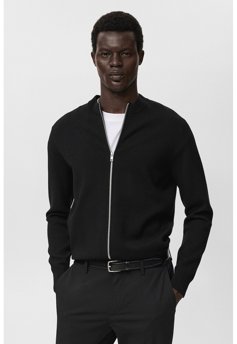 Jacheta bomber cu fermoar - Negru