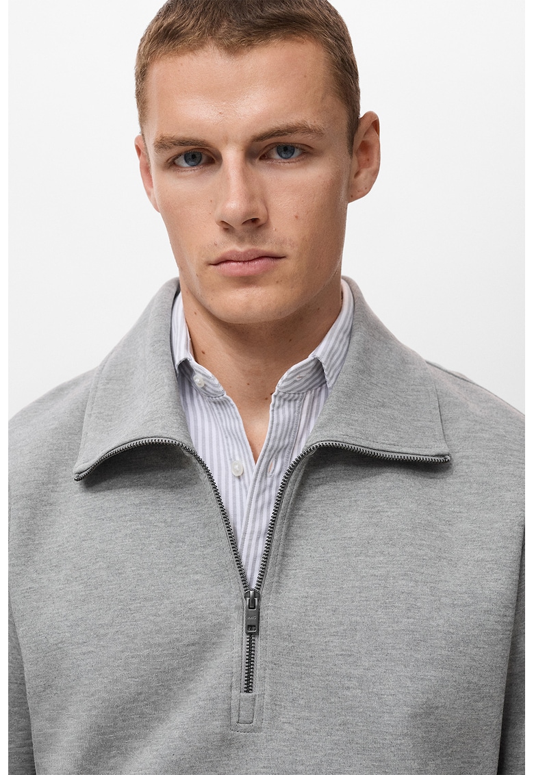 Bluza de trening cu fermoar scurt si model uni