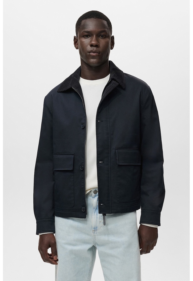 Jacheta din amestec de in cu finisaj rezistent la apa si guler ascutit