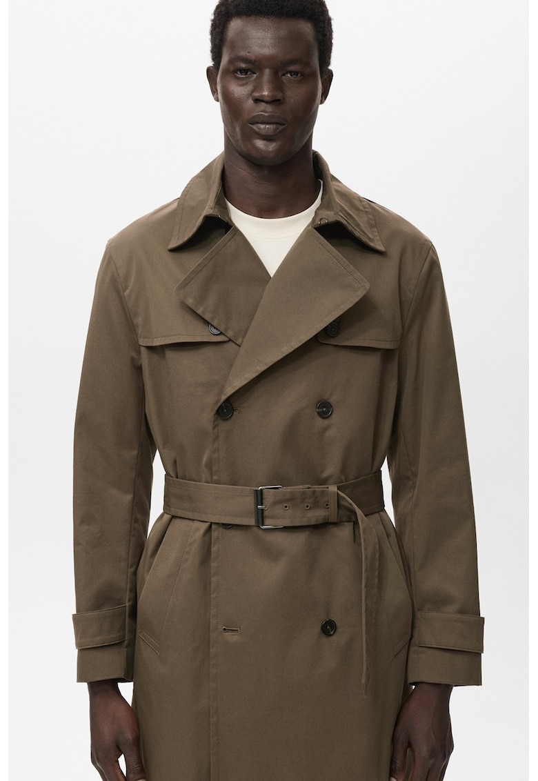 Trenci regular-fit cu finisaj rezistent la apa si curea in talie