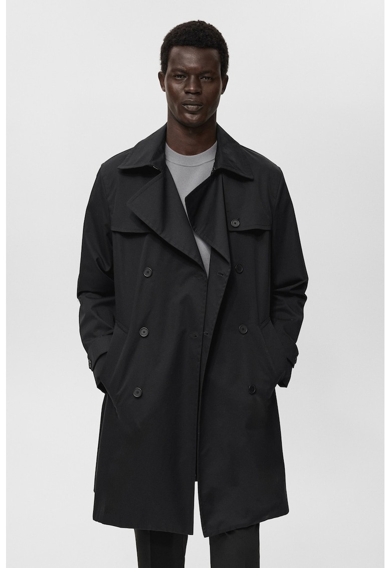 Trenci regular-fit cu finisaj rezistent la apa si curea in talie