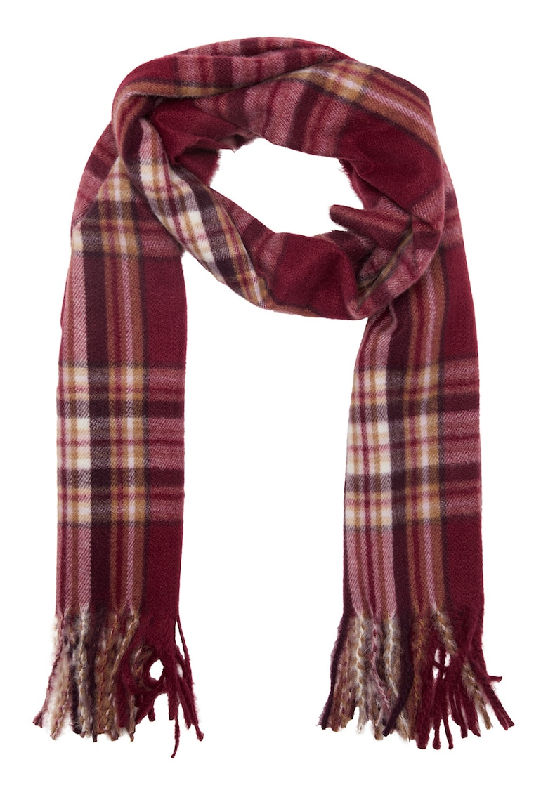 Fular cu model in carouri si franjuri