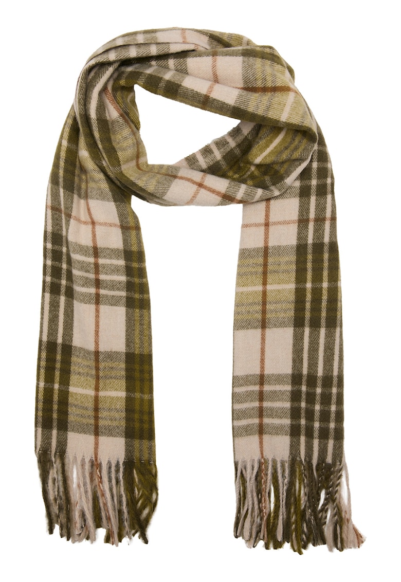 Fular cu model in carouri si franjuri