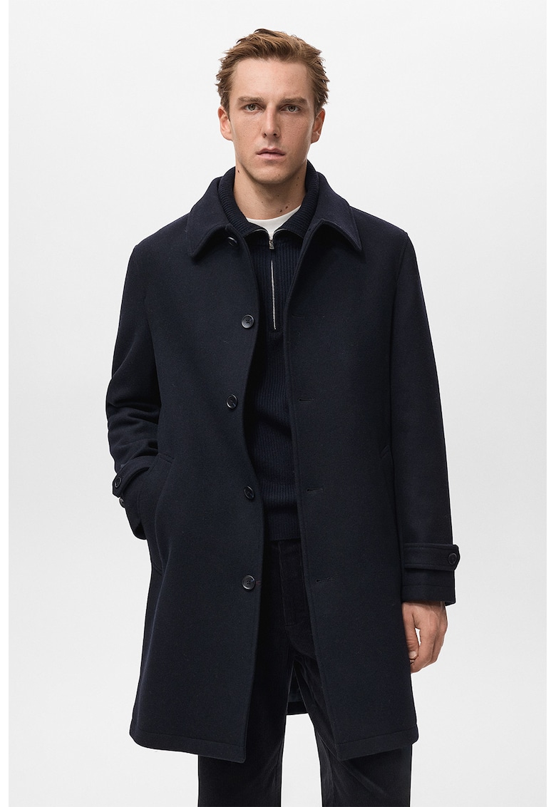 Palton din amestec de lana - Albastru ultramarin