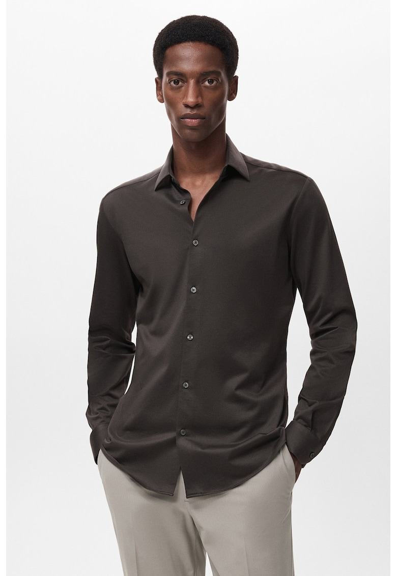 Camasa cu model uni si guler clasic