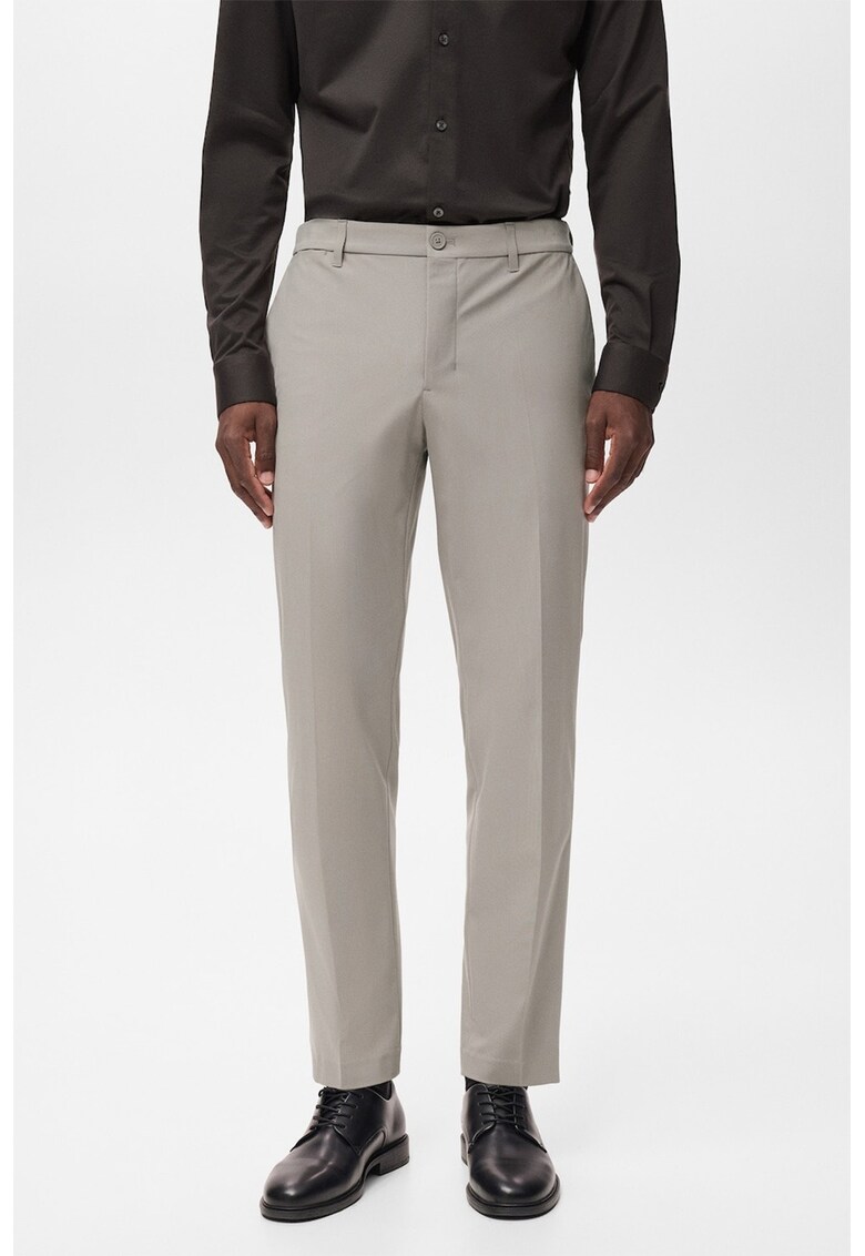 Pantaloni slim-fit cu pliuri - Grej
