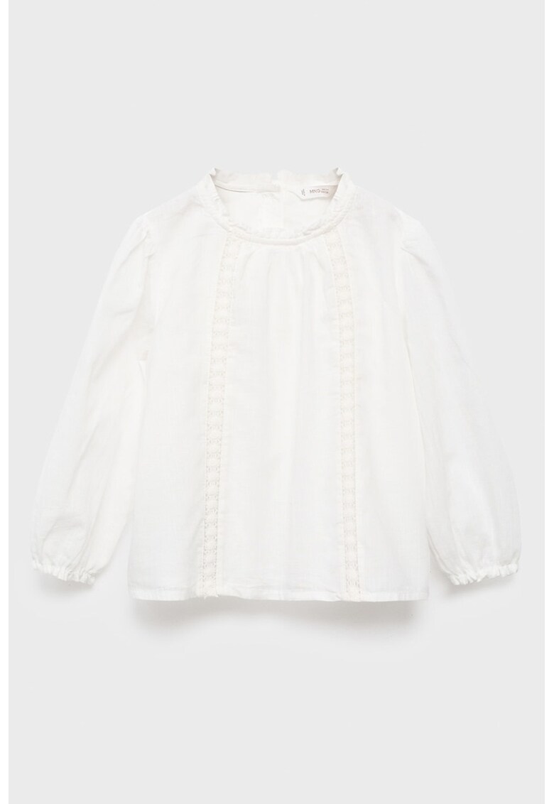 Bluza lejera cu detalii brodate si maneci lungi - Alb murdar