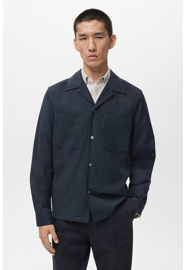 Jacheta din amestec de lana cu buzunare pe piept