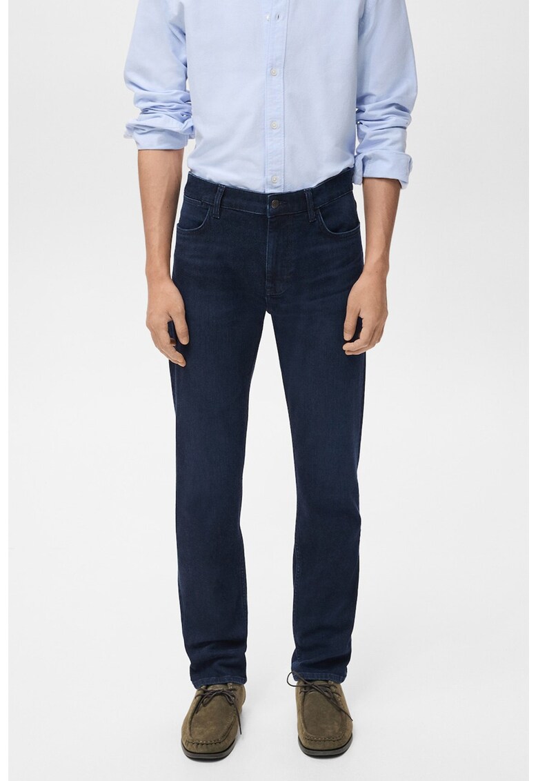 Blugi slim fit cu model uni - Albastru inchis