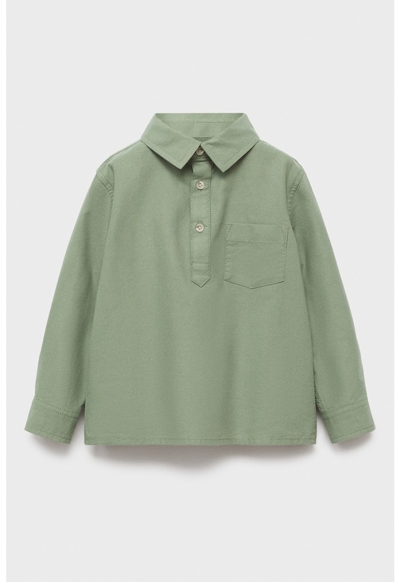 Bluza din material pique si fenta cu nasturi