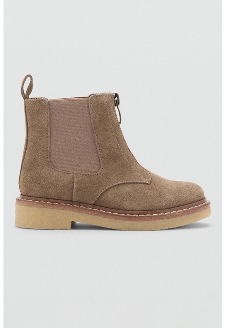 Ghete Chelsea din piele intoarsa - Maro camel