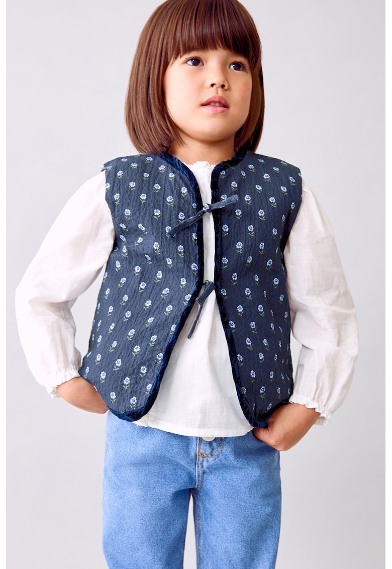 Vesta cu model floral - Albastru ultramarin/Albastru deschis