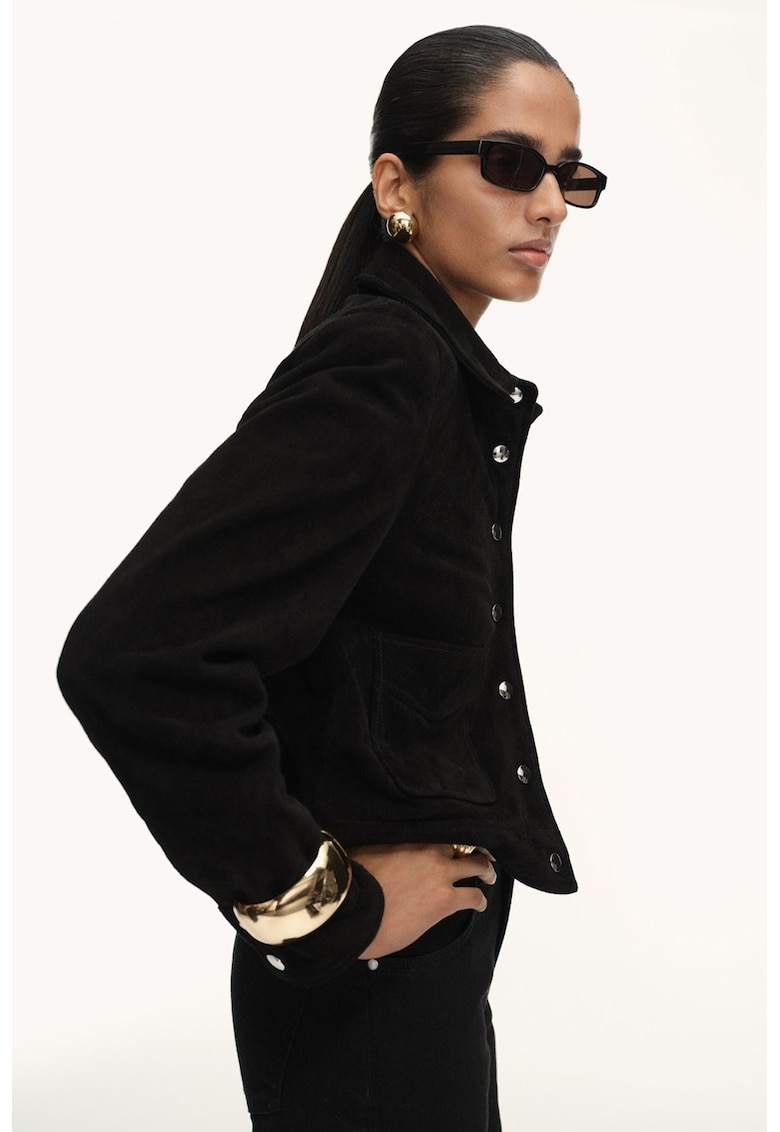 Jacheta-camasa din piele intoarsa cu capse