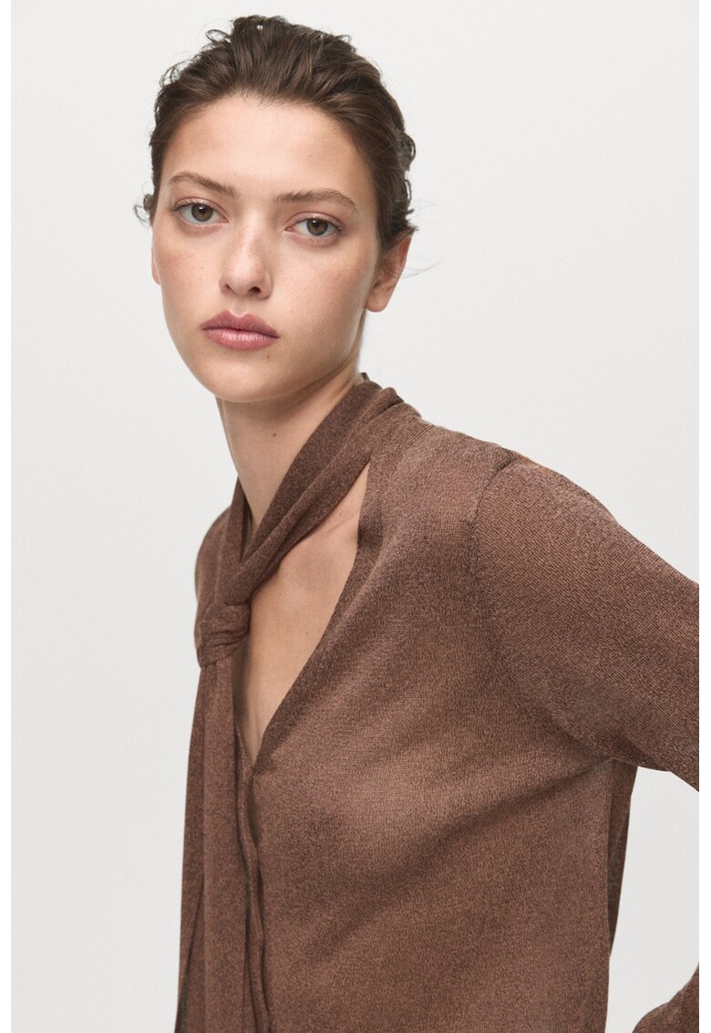 Cardigan lejer cu esarfa - Maro deschis