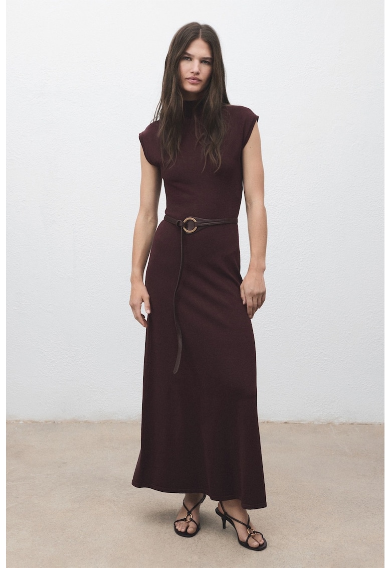 Rochie tricotata fin cu croiala in A - Visiniu
