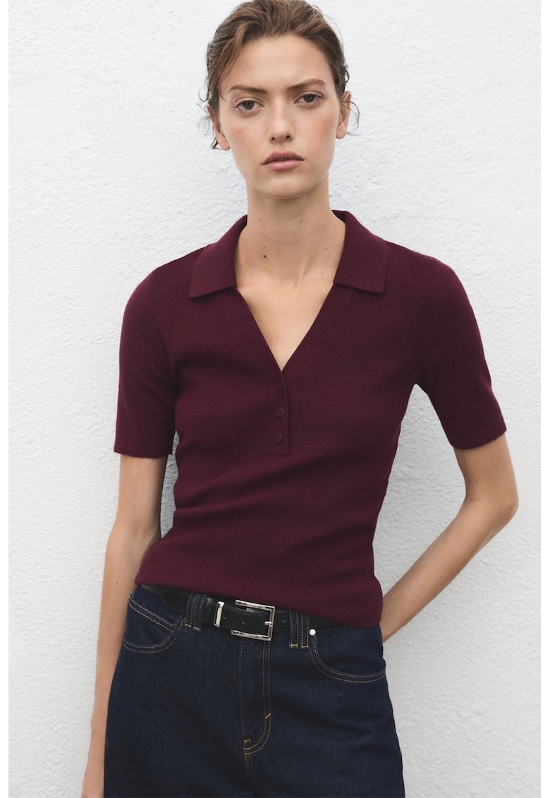 Pulover cu decolteu in V si maneci scurte