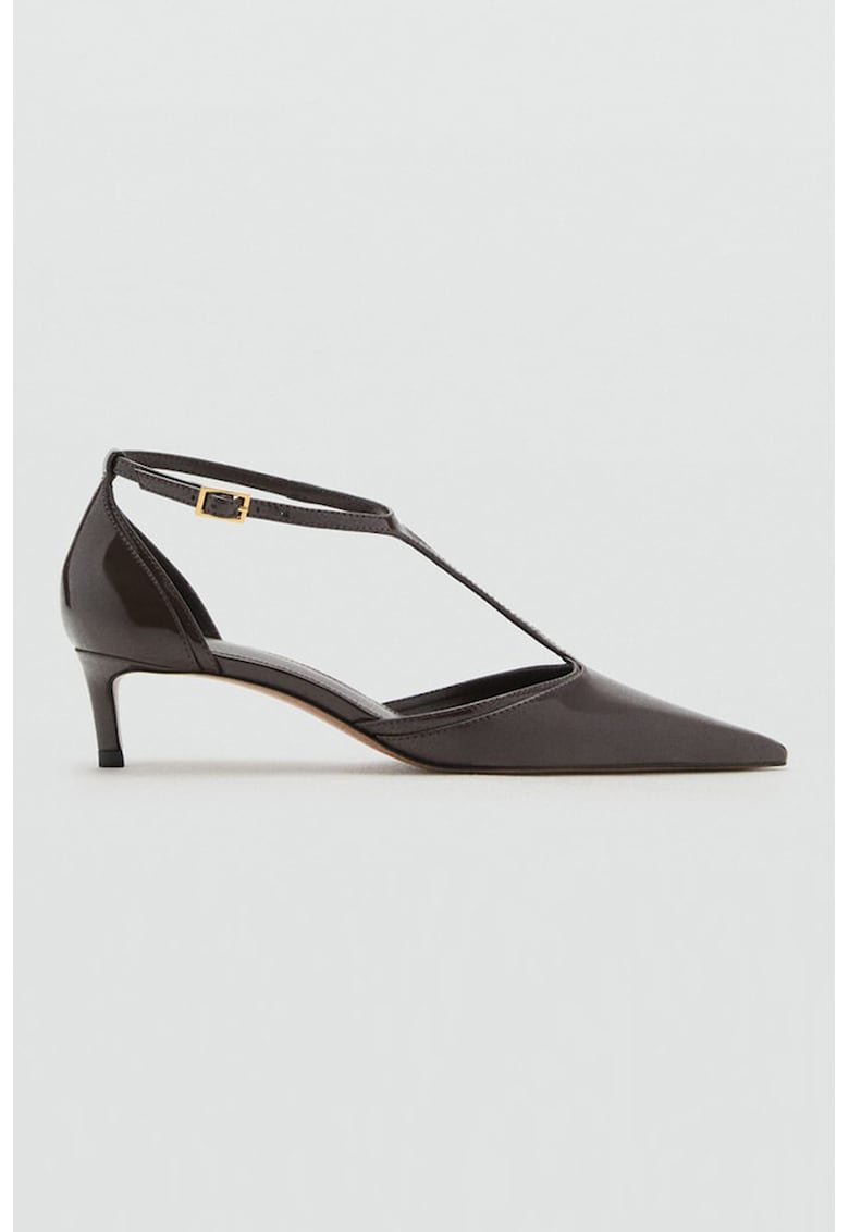 Pantofi din piele ecologica cu toc kitten - Violet pruna