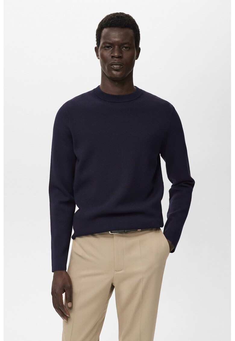 Pulover uni cu decolteu la baza gatului - Albastru ultramarin