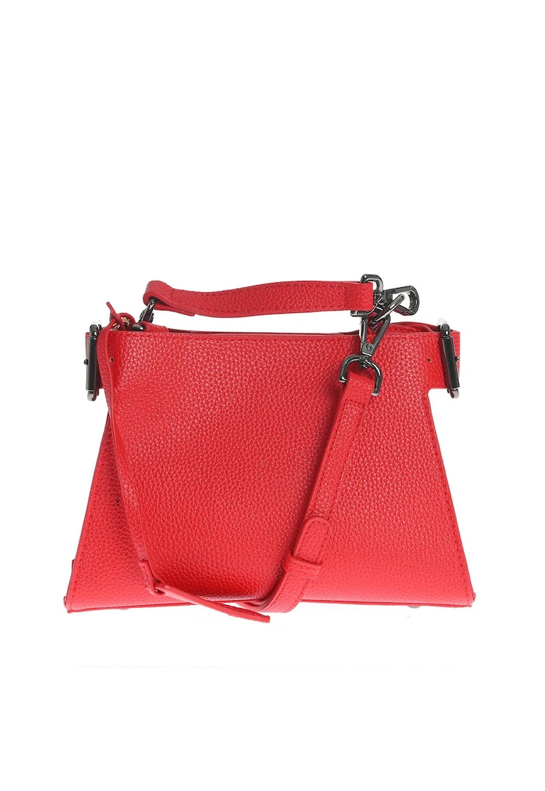 Geanta rosie din piele ecologica cu bareta ajustabila