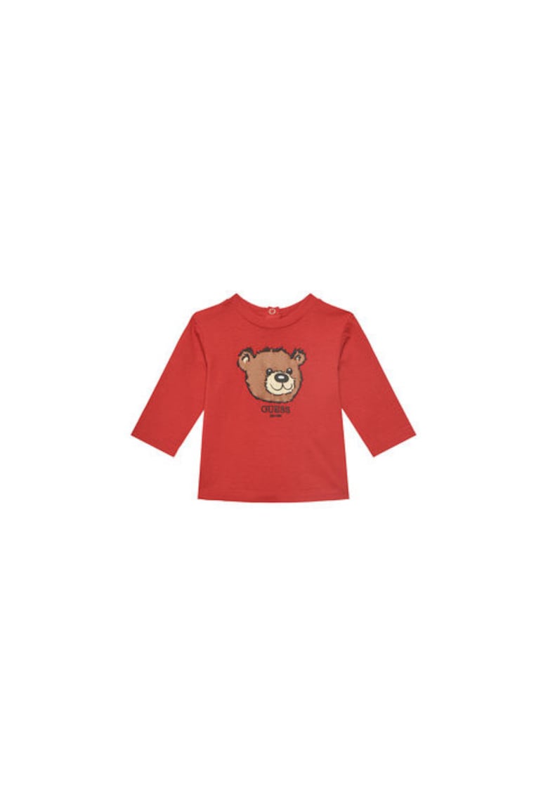 Bluza bumbac cu aplicatie urs brodata - Rosu