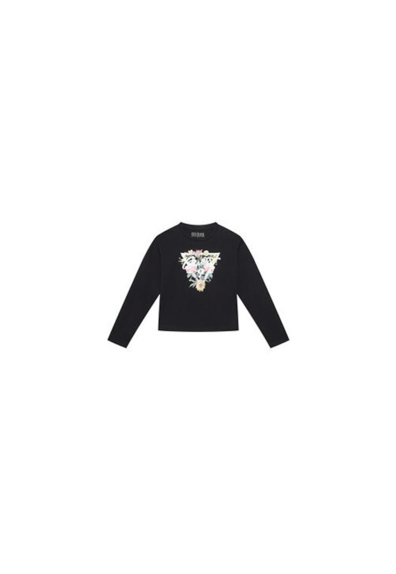 Guess Bluza din bumbac organic cu imprimeu floral si logo