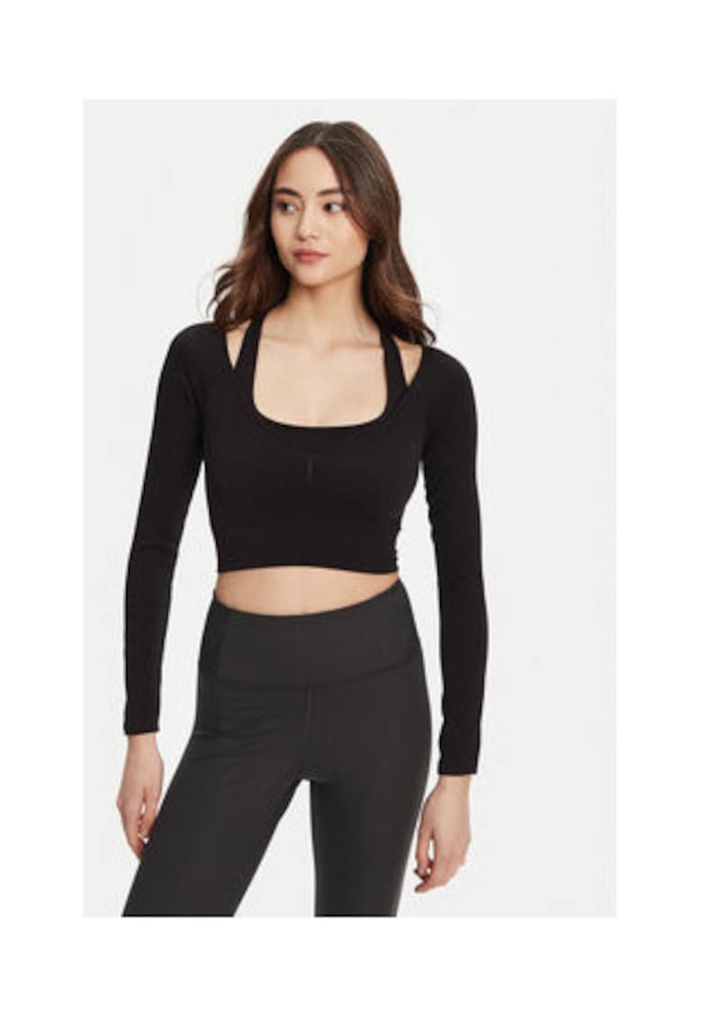 Bluza scurta din poliamida cu maneci lungi - Negru