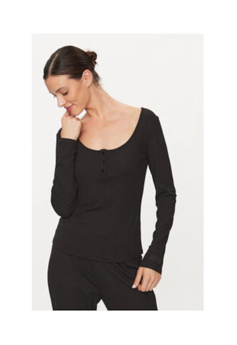 Bluza slim fit cu decolteu adanc