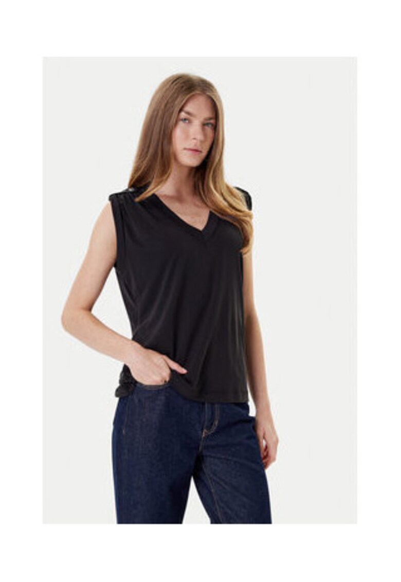 Bluza din amestesc de modal cu decolteu in V - Negru