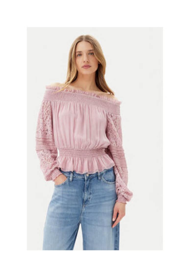 Bluza pe umeri din amestec de matase -