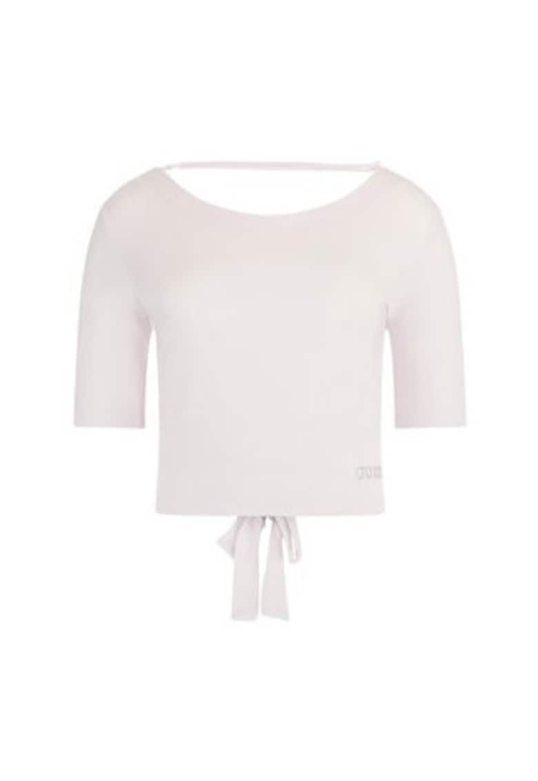 Bluza crop cu detaliu funda -