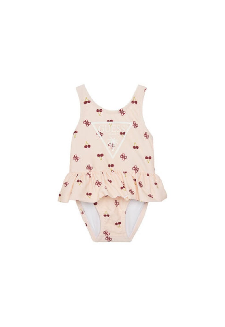Costum de baie pentru fete cu volan si imprimeu