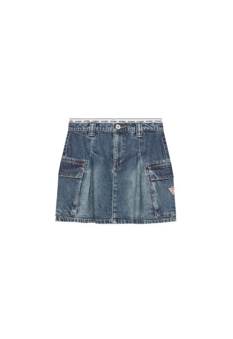 Fusta din denim cu buzunare laterale