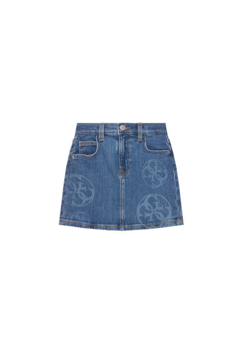 Fusta scurta din denim cu imprimeu logo