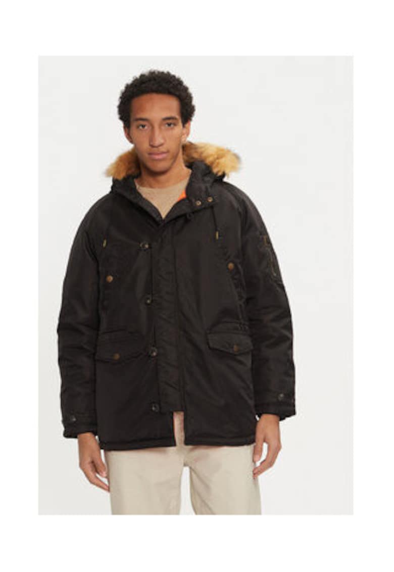 Parka uni cu gluga