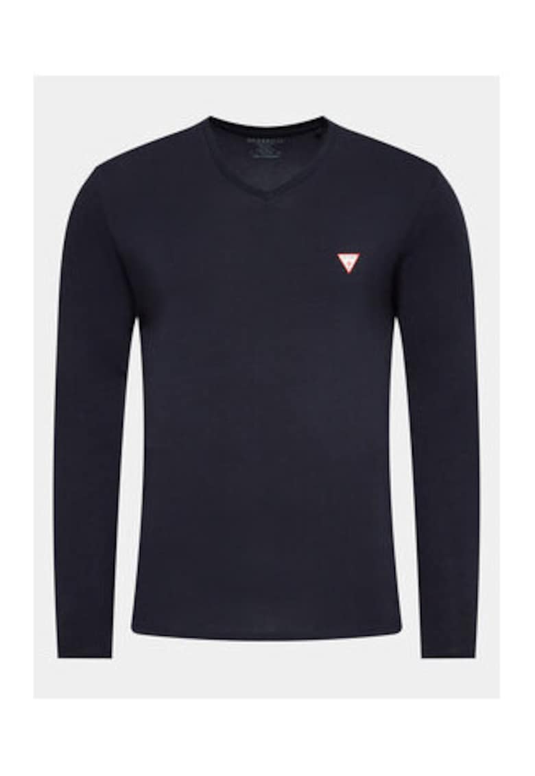 Pulover slim fit cu decolteu in V