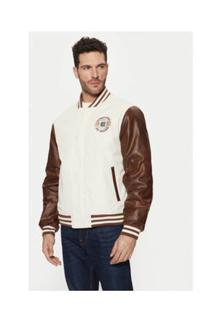 Guess Jacheta bomber cu maneci contrastante - Alb