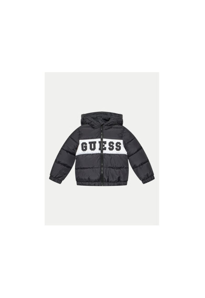 Guess Geaca de puf cu gluga si logo -