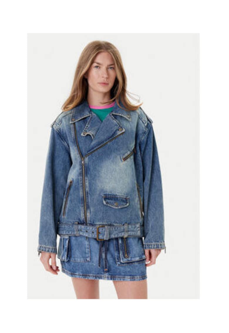 Geaca biker din denim - cu aspect supradimensionat