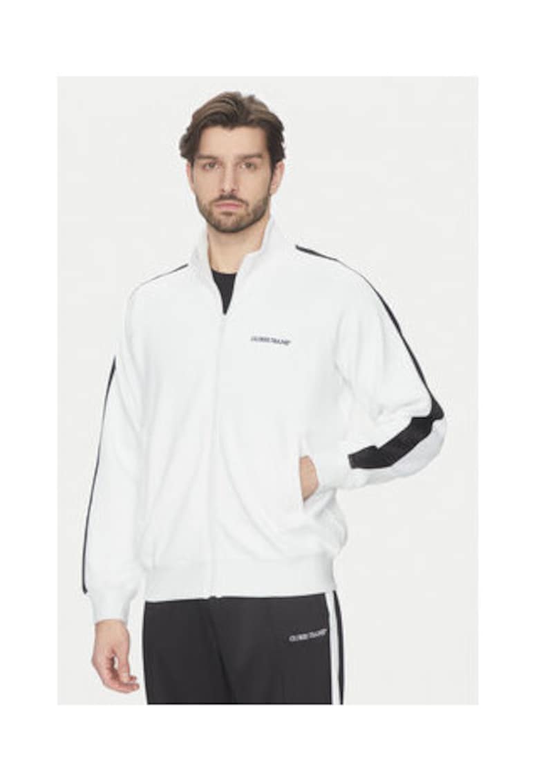 Bluza sport cu fermoar si detalii contrastante