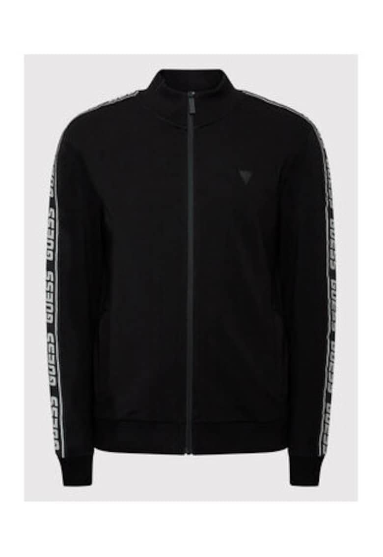 Bluzon cu fermoar si benzi logo -