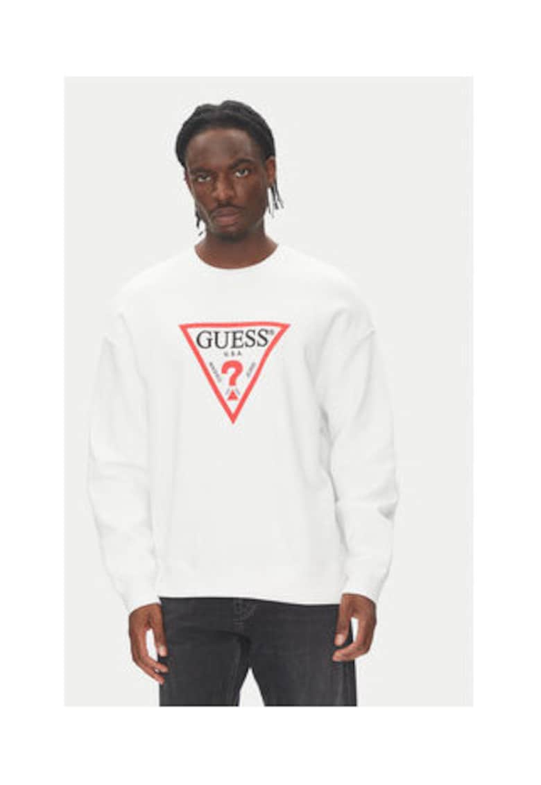 Hanorac din amestec de bumbac cu logo frontal si terminatie striata