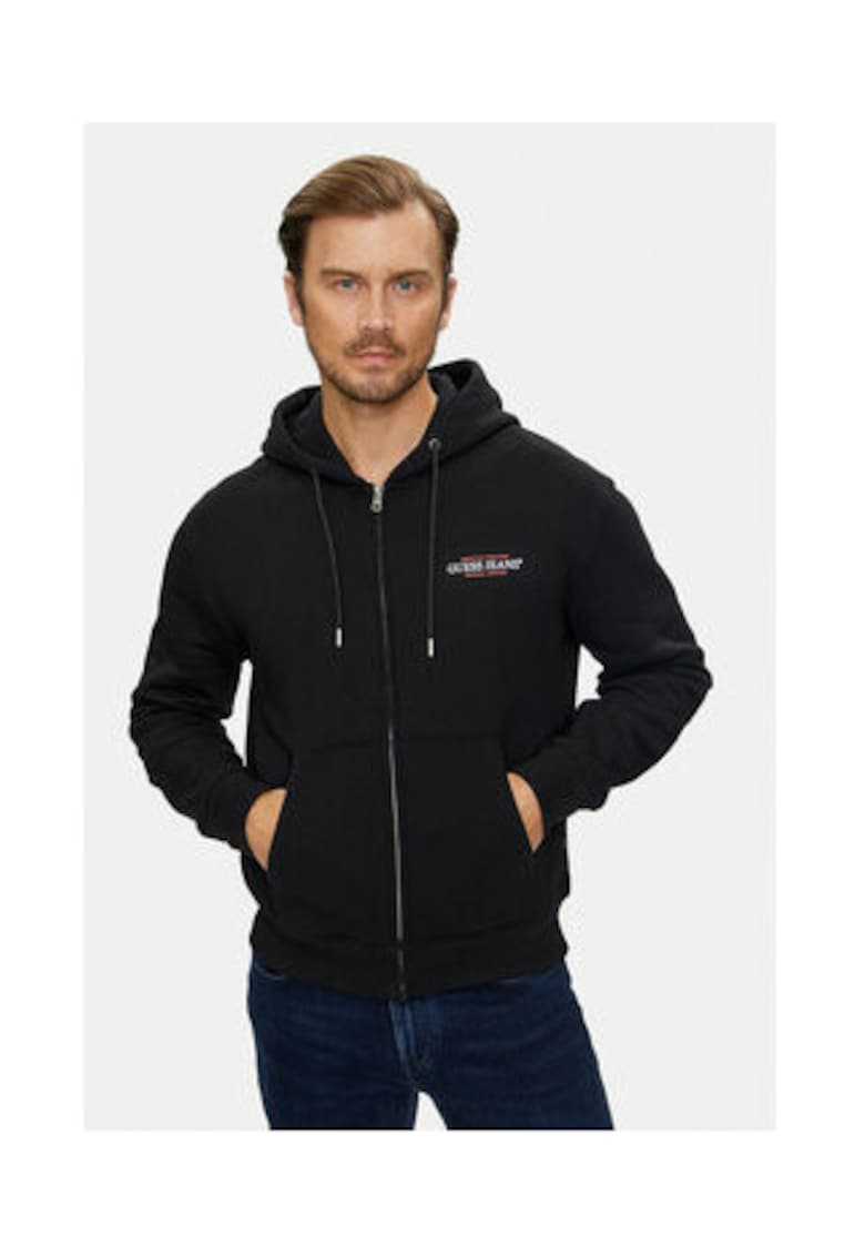 Hanorac cu fermoar si logo discret -