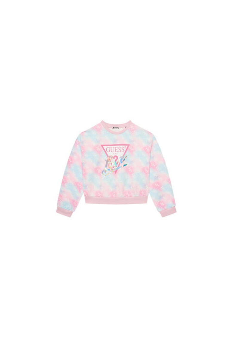 Bluza de trening din bumbac cu model tie-dye - logo si decolteu la baza gatului
