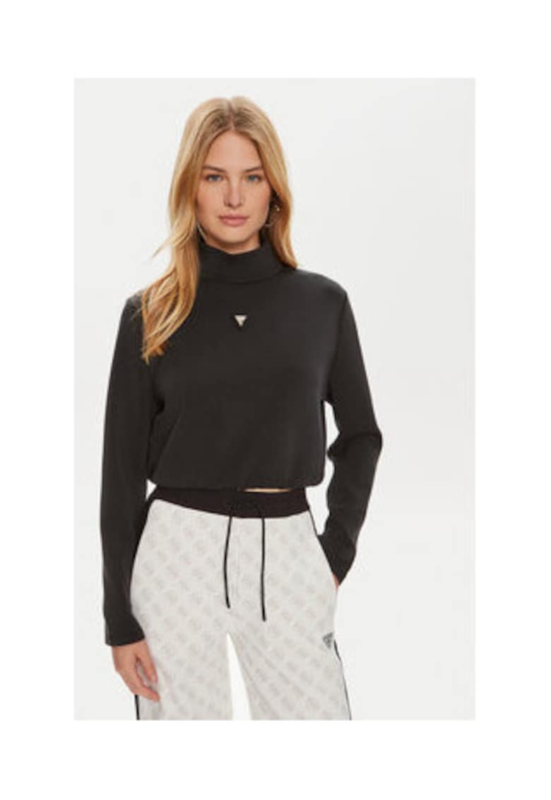 Pulover crop cu guler inalt